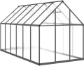 Gewächshaus mit Fundamentrahmen Anthrazit 334x169x195 cm Alu Gartengewächshäuser, Tomatenhaus Treibhaus für Garten, Aufzucht, Terrasse, Außende - Thumbnail 6