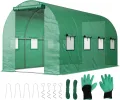 Sekey Gewächshaus Winterfest Foliengewächshaus verzinkt 3x2x2m - 6m² Folientunnel Stabil mit 2m Stehhöhe, Treibhaus, Tomatenhaus inkl. 2 Türen & 4 Fenster & Profi-Fixierungs-Set, 140g/m² PE-Folie - Thumbnail 11
