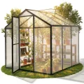 Sekey Gewächshaus Aluminium Treibhaus für Garten & Pflanzen - Stabiles Tomatenhaus wetterfest & Winterfest, 4 mm Hohlkammerplatten, nach außen öffnende Tür mit verlängertem Griff, 185x185x195cm - Thumbnail 1