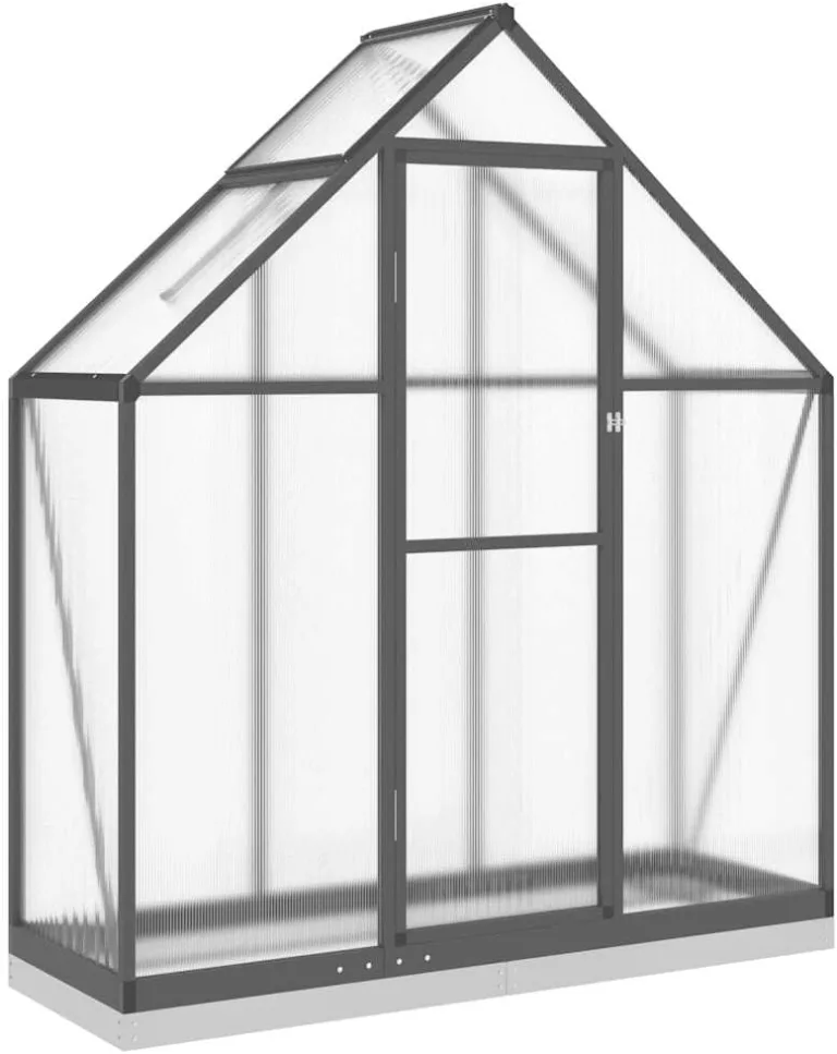 Gewächshaus mit Fundamentrahmen Anthrazit 169x58x202 cm Alu Gartengewächshäuser, Tomatenhaus Treibhaus für Garten, Aufzucht, Terrasse, Außende – Bild 2