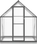 Gewächshaus mit Fundamentrahmen Anthrazit 169x114x202 cm Alu Gartengewächshäuser, Tomatenhaus Treibhaus für Garten, Aufzucht, Terrasse, Außende - Thumbnail 3