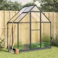 Gewächshaus mit Fundamentrahmen Anthrazit 169x114x202 cm Alu Gartengewächshäuser, Tomatenhaus Treibhaus für Garten, Aufzucht, Terrasse, Außende - Thumbnail 1