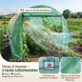 Sekey Gewächshaus Winterfest Foliengewächshaus verzinkt 4x2x2m - 8m² Folientunnel Stabil mit 2m Stehhöhe, Treibhaus, Tomatenhaus inkl. 2 Türen & 8 Fenster & Profi-Fixierungs-Set, 140g/m² PE-Folie - Thumbnail 7