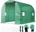 Sekey Gewächshaus Winterfest Foliengewächshaus verzinkt 4x2x2m - 8m² Folientunnel Stabil mit 2m Stehhöhe, Treibhaus, Tomatenhaus inkl. 2 Türen & 8 Fenster & Profi-Fixierungs-Set, 140g/m² PE-Folie - Thumbnail 10