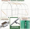 Sekey Gewächshaus Winterfest Foliengewächshaus verzinkt 4x2x2m - 8m² Folientunnel Stabil mit 2m Stehhöhe, Treibhaus, Tomatenhaus inkl. 2 Türen & 8 Fenster & Profi-Fixierungs-Set, 140g/m² PE-Folie - Thumbnail 4