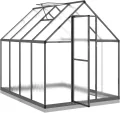 Gewächshaus mit Fundamentrahmen Anthrazit 224x169x202 cm Alu Gartengewächshäuser, Tomatenhaus Treibhaus für Garten, Aufzucht, Terrasse, Außende - Thumbnail 6