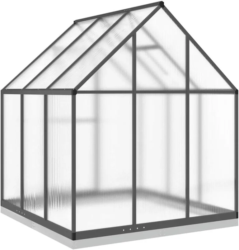 Gewächshaus mit Fundamentrahmen Anthrazit 169x169x202 cm Alu Gartengewächshäuser, Tomatenhaus Treibhaus für Garten, Aufzucht, Terrasse, Außende – Bild 5