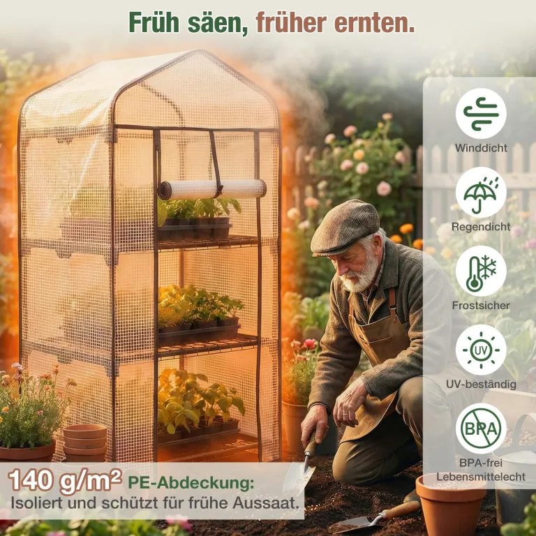Sekey Mini Tomatengewächshaus 3 Etagen, Foliengewächshaus, Gewächshaus klein Balkon Winterfest - für Indoor & Outdoor Tomatenhaus mit herausnehmbaren Ebenen für Flexible Pflanzhöhe – Bild 3