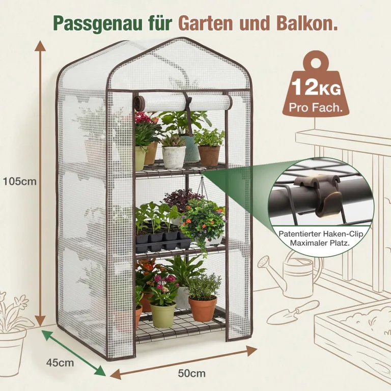 Sekey Mini Tomatengewächshaus 3 Etagen, Foliengewächshaus, Gewächshaus klein Balkon Winterfest - für Indoor & Outdoor Tomatenhaus mit herausnehmbaren Ebenen für Flexible Pflanzhöhe – Bild 6