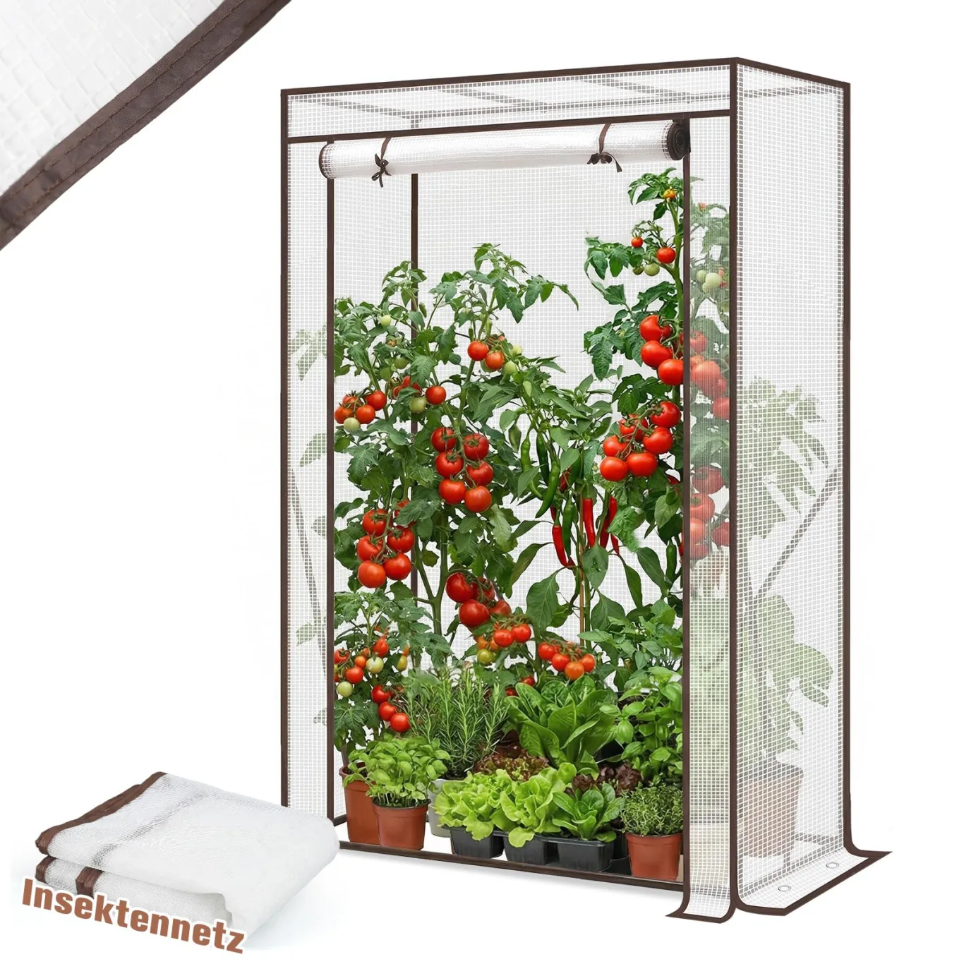 Sekey Gewächshaus Klein mit 2 Abdeckungen 150x100x50 cm, Tomatengewächshaus Foliengewächshaus Tomaten Gewächshaus Balkon, Winterfest & Montagefreundlich, inkl. extra Insektennetz für den Sommer - Bild 1