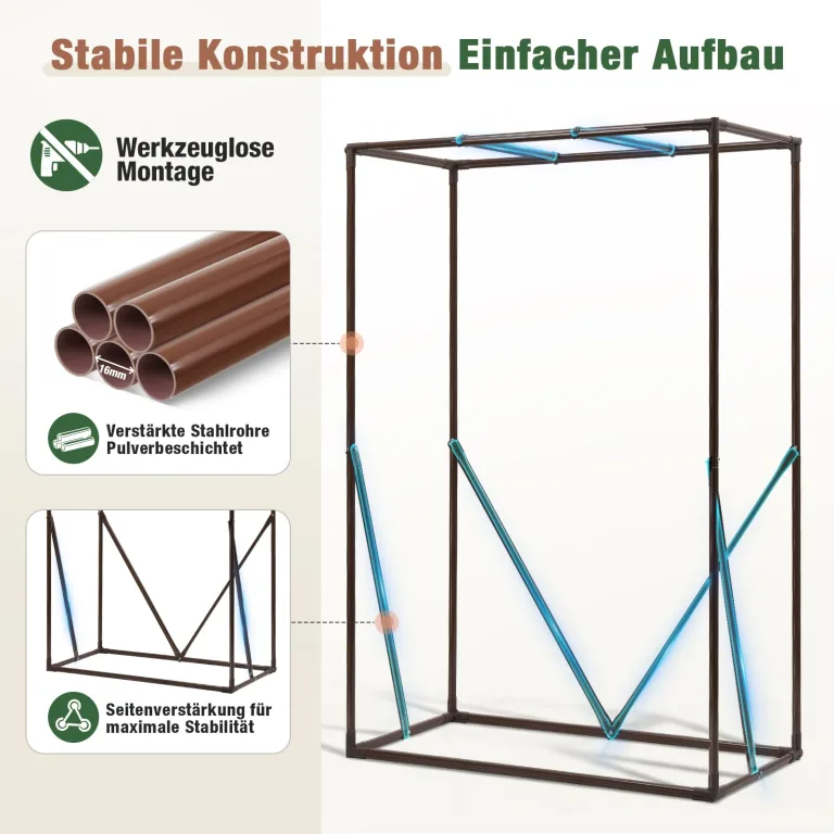 Sekey Gewächshaus Klein mit 2 Abdeckungen 150x100x50 cm, Tomatengewächshaus Foliengewächshaus Tomaten Gewächshaus Balkon, Winterfest & Montagefreundlich, inkl. extra Insektennetz für den Sommer – Bild 2