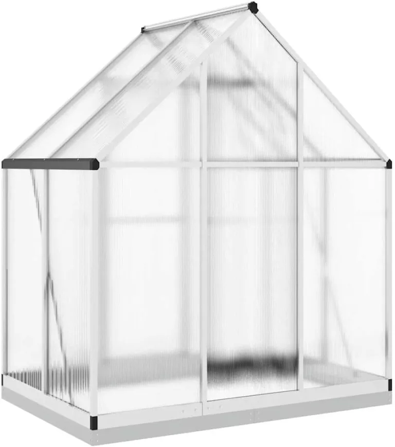 Gewächshaus mit Fundamentrahmen Silbern 169x114x202 cm Alu Gartengewächshäuser, Tomatenhaus Treibhaus für Garten, Aufzucht, Terrasse, Außende – Bild 5