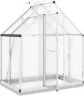 Gewächshaus mit Fundamentrahmen Silbern 169x114x202 cm Alu Gartengewächshäuser, Tomatenhaus Treibhaus für Garten, Aufzucht, Terrasse, Außende - Thumbnail 6