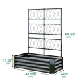 Hochbeet mit Rankgitter, Metall-Pflanzkasten mit Rankgitter, robuster Pflanzkasten für Kletterpflanzen, Gemüse, Tomaten & Blumen,als Sichtschutz für Balkon & Terrasse,121 x 61 x 151 cm,Schwarz - Thumbnail 2