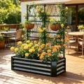 Hochbeet mit Rankgitter, Metall-Pflanzkasten mit Rankgitter, robuster Pflanzkasten für Kletterpflanzen, Gemüse, Tomaten & Blumen,als Sichtschutz für Balkon & Terrasse,121 x 61 x 151 cm,Schwarz - Thumbnail 3
