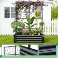 Hochbeet mit Rankgitter, Metall-Pflanzkasten mit Rankgitter, robuster Pflanzkasten für Kletterpflanzen, Gemüse, Tomaten & Blumen,als Sichtschutz für Balkon & Terrasse,121 x 61 x 151 cm,Schwarz - Thumbnail 5