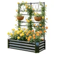 Hochbeet mit Rankgitter, Metall-Pflanzkasten mit Rankgitter, robuster Pflanzkasten für Kletterpflanzen, Gemüse, Tomaten & Blumen,als Sichtschutz für Balkon & Terrasse,121 x 61 x 151 cm,Schwarz - Thumbnail 10
