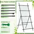 COSTWAY Gurke Rankhilfe Set, A-förmig, Rankgitter mit Gartennetz & Clips, Pflanzenhalter Metall, Pflanzenstütze für Kletterpflanzen Blumen Gemüse, Pflanzenspalier, 80 x 93 x 190 cm, Schwarz - Thumbnail 4