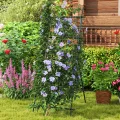 COSTWAY Gurke Rankhilfe Set, A-förmig, Rankgitter mit Gartennetz & Clips, Pflanzenhalter Metall, Pflanzenstütze für Kletterpflanzen Blumen Gemüse, Pflanzenspalier, 80 x 93 x 190 cm, Schwarz - Thumbnail 9