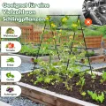 COSTWAY Gurke Rankhilfe Set, A-förmig, Pflanzenhalter mit Gartennetz & Pflanzenclips, Rankgitter Metall, Pflanzenstütze für Kletterpflanzen Blumen Nutzpflanzen, 130 x 105 x 151 cm, Schwarz - Thumbnail 4