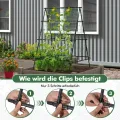 COSTWAY Gurke Rankhilfe Set, A-förmig, Pflanzenhalter mit Gartennetz & Pflanzenclips, Rankgitter Metall, Pflanzenstütze für Kletterpflanzen Blumen Nutzpflanzen, 130 x 105 x 151 cm, Schwarz - Thumbnail 5