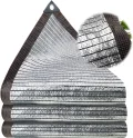 75 % Aluminium-Schattenstoff mit Ösen, Sonnenblock-Netz für Garten, Gewächshaus, Terrasse und Zwinger, reißfeste Netzplane, 4 x 19 m - Thumbnail 1