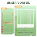 Hochbeet mit Rankgitter und Hängedach, freistehender Metall-Pflanzkasten mit Rollen, mobiler Pflanzkasten für drinnen und draußen für Kletterpflanzen, Blumen, für Garten, Terrasse und Hof - Thumbnail 3