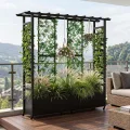 Hochbeet mit Rankgitter und Hängedach, freistehender Metall-Pflanzkasten mit Rollen, mobiler Pflanzkasten für drinnen und draußen für Kletterpflanzen, Blumen, für Garten, Terrasse und Hof - Thumbnail 10