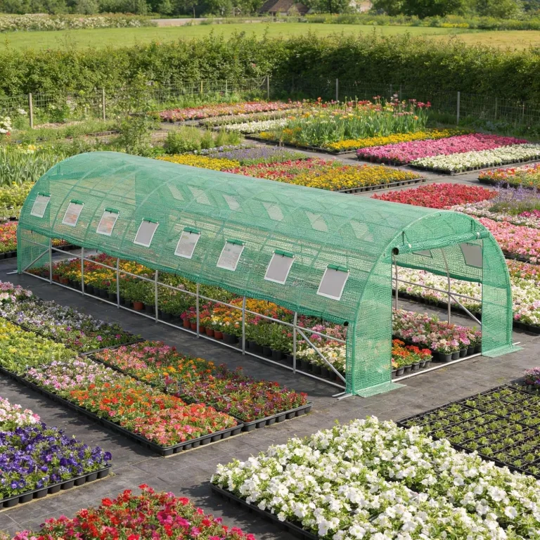 Gewächshaus 300x800x200cm Foliengewächshaus Winterfest Folientunnel UV-Schutz Tomatenhaus Pflanztunnel für Frucht Gemüse Blumen Pflanzenzelt mit Fenster Treibhaus inkl. Erdanker & Seilen – Bild 8