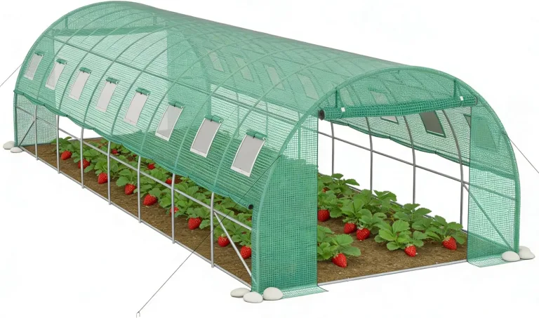 Gewächshaus 300x800x200cm Foliengewächshaus Winterfest Folientunnel UV-Schutz Tomatenhaus Pflanztunnel für Frucht Gemüse Blumen Pflanzenzelt mit Fenster Treibhaus inkl. Erdanker & Seilen – Bild 1