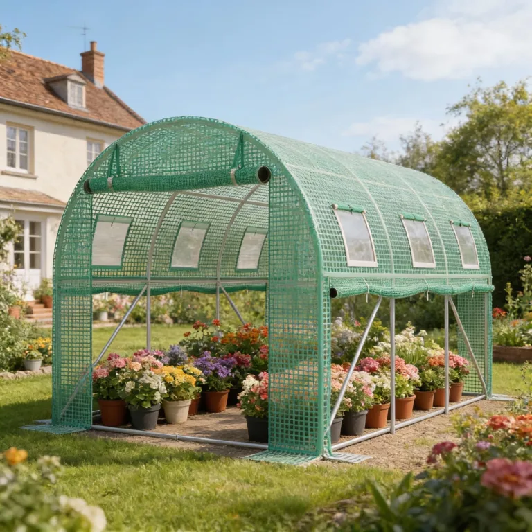 3x2m Foliengewächshaus Gartengewächshäuser aus verzinktem Stahl PE Gewächshaus mit Aufrollbare Fenster Tomatenhaus Winterfest Folientunnel Pflanzenzelt Folien Treibhaus inkl. Erdanker – Bild 8