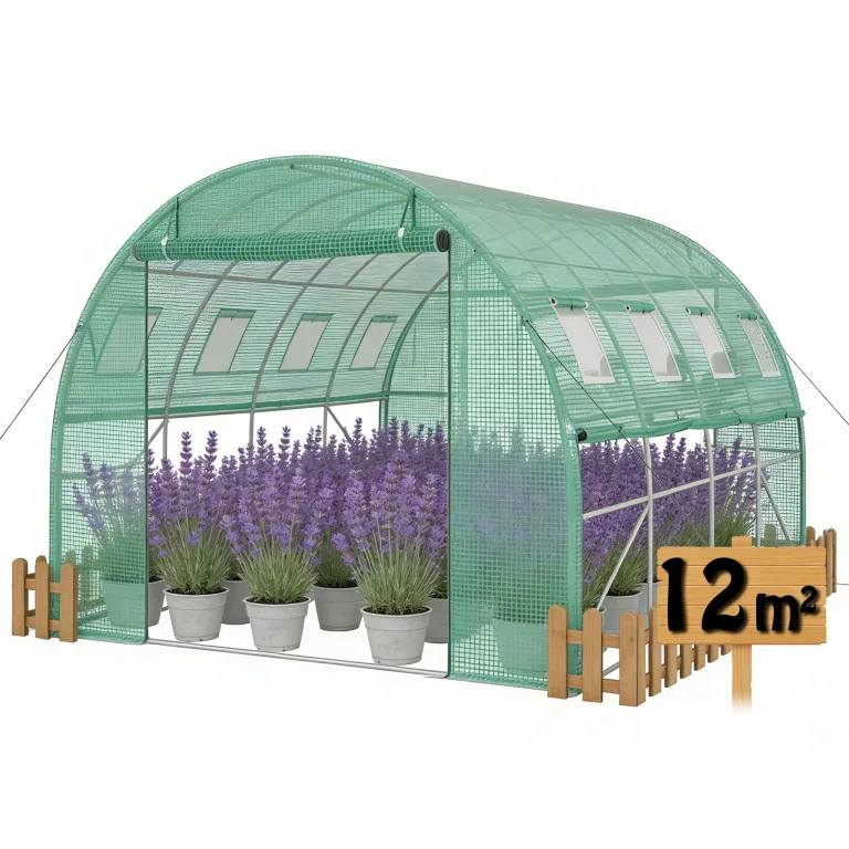 3x2m Foliengewächshaus Gartengewächshäuser aus verzinktem Stahl PE Gewächshaus mit Aufrollbare Fenster Tomatenhaus Winterfest Folientunnel Pflanzenzelt Folien Treibhaus inkl. Erdanker – Bild 10
