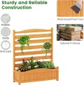 HOMASIS 2 Blumenkästen mit Gartenzaun, Holz Pflanzkasten mit Sichtschutz, Hochbeet mit Spalier & Abluflöchern, DIY modulare Pflanzkübel mit Gartenspalier für Garten Balkon Terrasse (2 Zäune) - Thumbnail 4