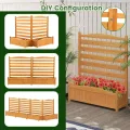HOMASIS 2 Blumenkästen mit Gartenzaun, Holz Pflanzkasten mit Sichtschutz, Hochbeet mit Spalier & Abluflöchern, DIY modulare Pflanzkübel mit Gartenspalier für Garten Balkon Terrasse (2 Zäune) - Thumbnail 5