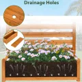 HOMASIS 2 Blumenkästen mit Gartenzaun, Holz Pflanzkasten mit Sichtschutz, Hochbeet mit Spalier & Abluflöchern, DIY modulare Pflanzkübel mit Gartenspalier für Garten Balkon Terrasse (2 Zäune) - Thumbnail 3