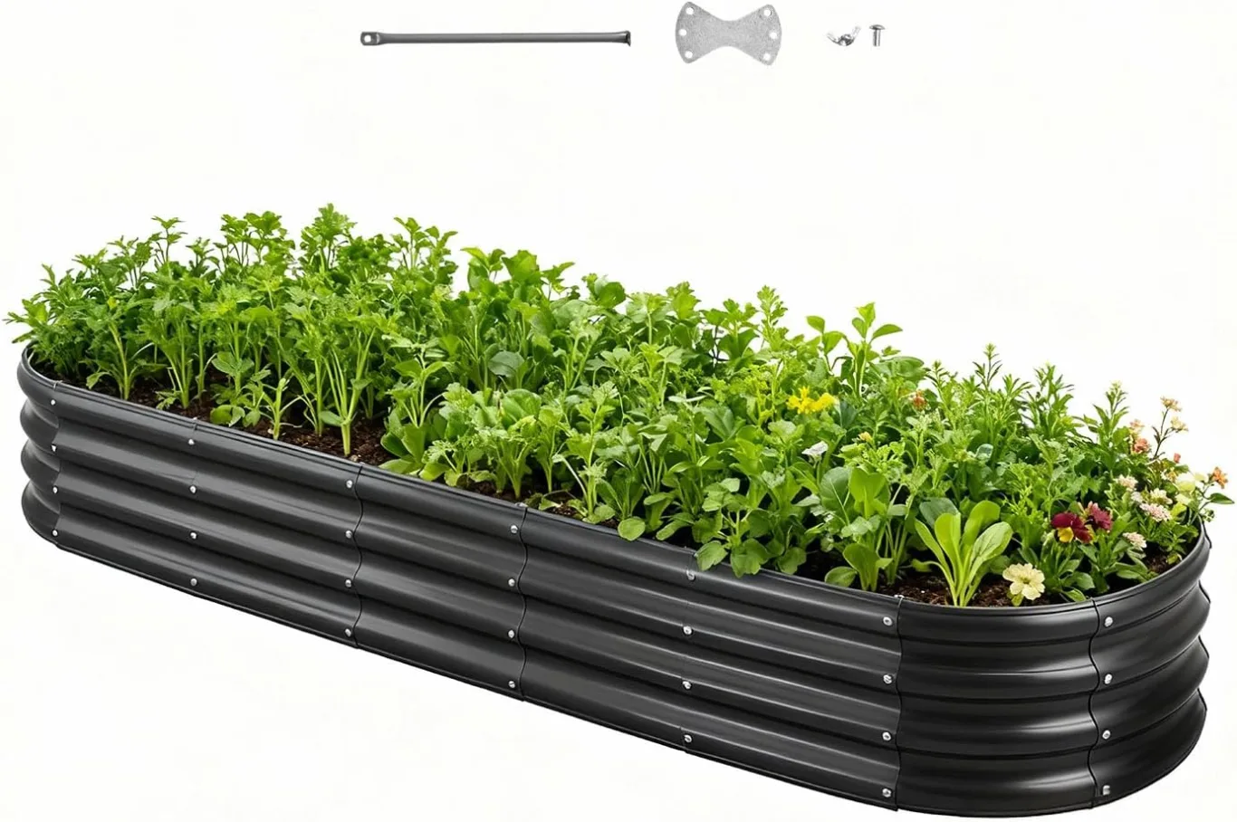 VEVOR Hochbeet Metall 2400x600x290 mm, Pflanzbeet, Gemüsebeet, Pflanzkasten mit offenem Boden & abgerundeten Kanten, Blumenbeet, Kräuterbeet, ideal für Gemüse, Blumen, Kräuter & Sukkulenten, Oval - Bild 1