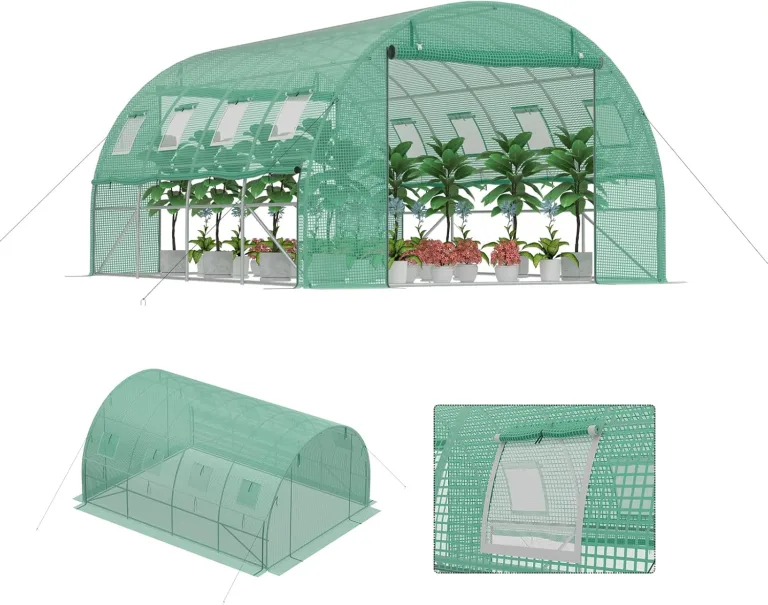 Gewächshaus Foliengewächshaus Tunnelgewächshaus Tomatenhaus 3x4x2 m, begehbares Gartengewächshaus, Folientunnel Gewächshaustunnel pflanztunnel Treibhaus mit Fenstern & Reißverschlusstüren – Bild 1