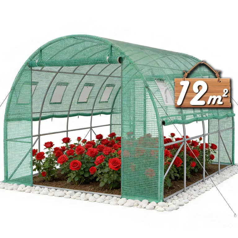 YRHome 3x2x2m Gartengewächshäuser mit Tür & Aufrollbare Fenster Foliengewächshaus mit Stahlfundament aus verzinktem Stahl Tomatenhaus Winterfest Folienzelt Treibhaus Pflanztunnel UV-Schutz für Gemüse – Bild 10