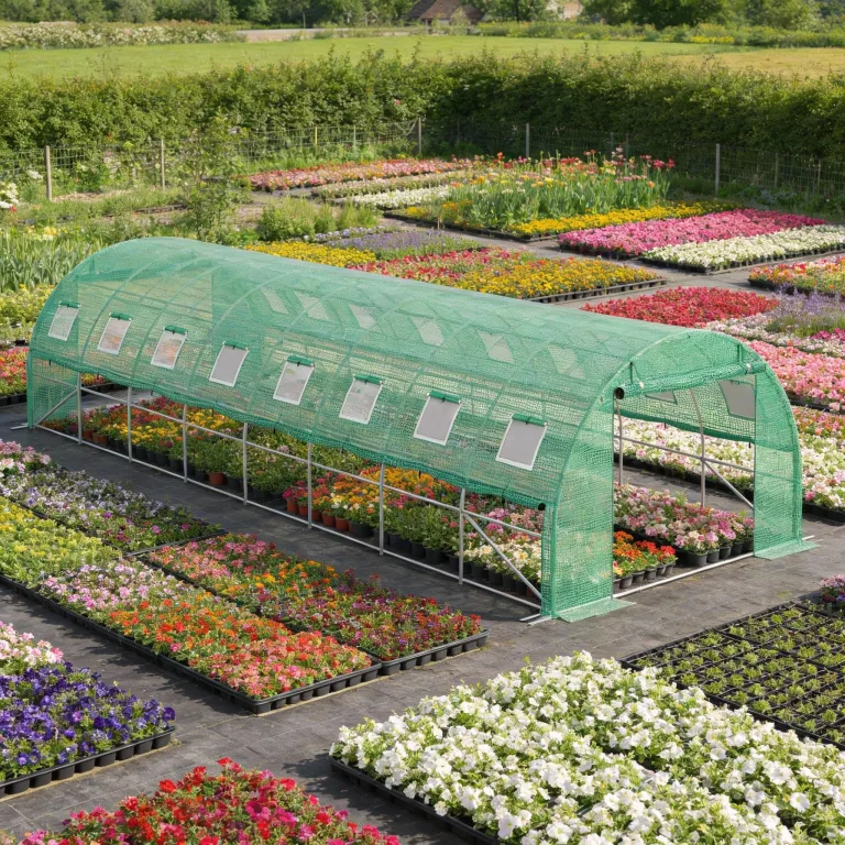 YRHome 3x8x2m Gartengewächshäuser mit Tür & Aufrollbare Fenster Foliengewächshaus mit Stahlfundament aus verzinktem Stahl Tomatenhaus Winterfest Folienzelt Treibhaus Pflanztunnel UV-Schutz für Gemüse – Bild 8