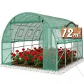 YRHome 3x8x2m Gartengewächshäuser mit Tür & Aufrollbare Fenster Foliengewächshaus mit Stahlfundament aus verzinktem Stahl Tomatenhaus Winterfest Folienzelt Treibhaus Pflanztunnel UV-Schutz für Gemüse - Thumbnail 10