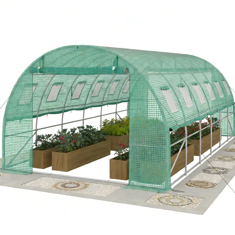 YRHome 3x6x2m Gartengewächshäuser mit Tür & Aufrollbare Fenster Foliengewächshaus mit Stahlfundament aus verzinktem Stahl Tomatenhaus Winterfest Folienzelt Treibhaus Pflanztunnel UV-Schutz für Gemüse – Bild 1