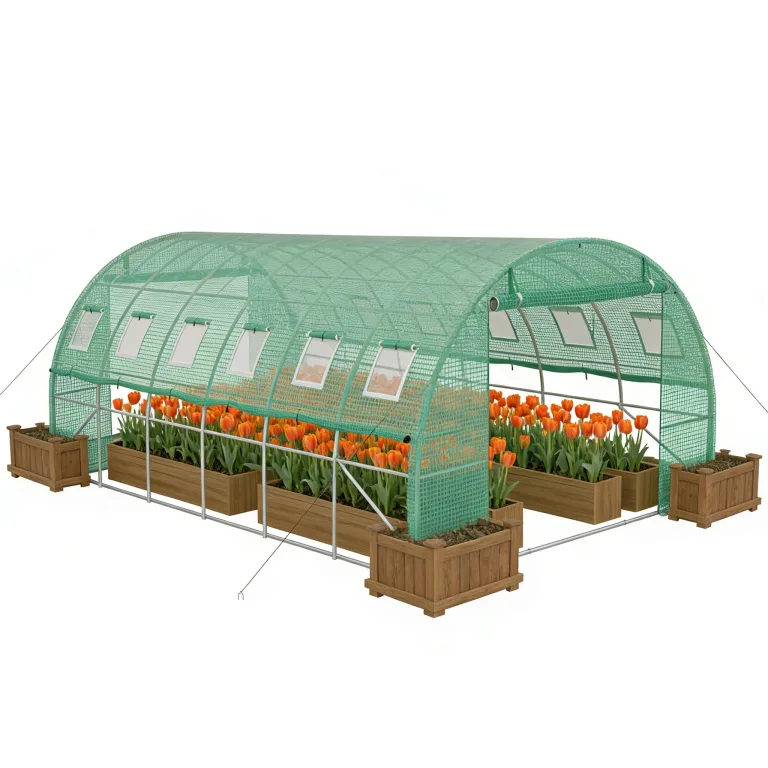 Gewächshaus 300x600x200cm Foliengewächshaus Winterfest Folientunnel UV-Schutz Tomatenhaus Pflanztunnel für Frucht Gemüse Blumen Pflanzenzelt mit Fenster Treibhaus inkl. Erdanker & Seilen – Bild 1