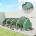 Outsunny Mini-Gewächshaus für den Garten, Mini-Gewächshaus, Tunnel, 360 x 90 x 90 cm (L x B x H), Spitzdach, Stahl, Polyethylen, hohe Dichte, 140 g/m², UV-Schutz, Fenster mit Reißverschluss - Thumbnail 7