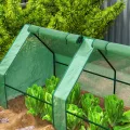 Outsunny Mini-Gewächshaus für den Garten, Mini-Gewächshaus, Tunnel, 360 x 90 x 90 cm (L x B x H), Spitzdach, Stahl, Polyethylen, hohe Dichte, 140 g/m², UV-Schutz, Fenster mit Reißverschluss - Thumbnail 9