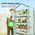 Outsunny Gartengewächshaus PVC mit Regalen 5 Ebenen, Balkongewächshaus, verstärkte Plane, Gestell aus Stahl, Tür mit Reißverschluss, aufrollbar, für Gemüse, Pflanzen, Blumen, 90 x 49 x 193 cm - Thumbnail 6