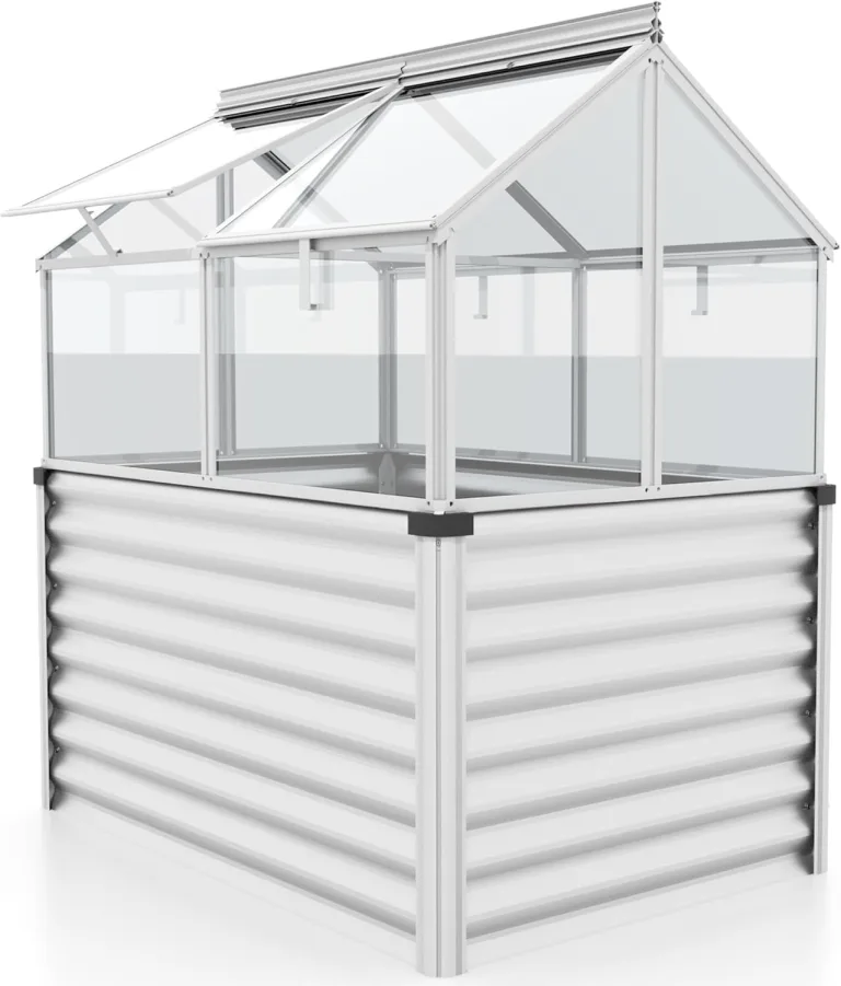 Vitavia Hochfrühbeet “Paris“ | Hochbeet & Frühbeet in Einem | Aluminium Eloxiert | 4 mm Hohlkammerplatten | Wetterfest, Verstellbare Dachfenster & Abnehmbarer Aufsatz | Optimale Wachstumsbedingungen – Bild 11