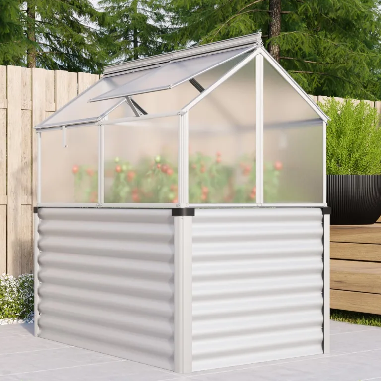 Vitavia Hochfrühbeet “Paris“ | Hochbeet & Frühbeet in Einem | Aluminium Eloxiert | 4 mm Hohlkammerplatten | Wetterfest, Verstellbare Dachfenster & Abnehmbarer Aufsatz | Optimale Wachstumsbedingungen – Bild 2