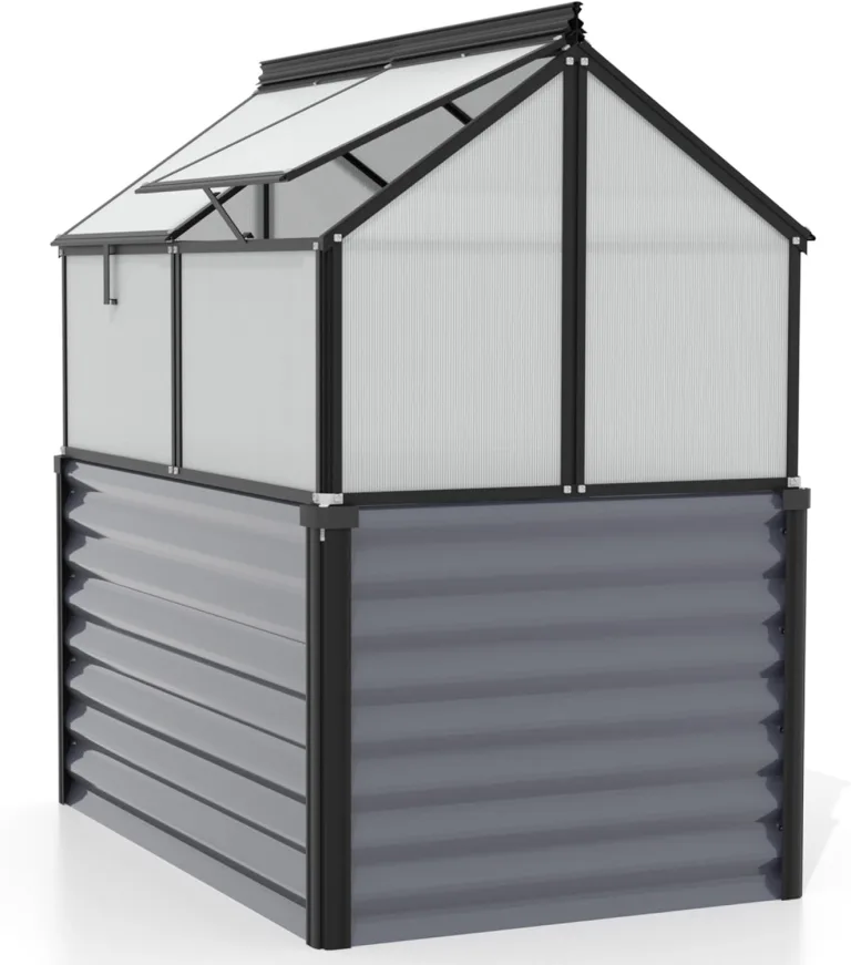 Vitavia Hochfrühbeet “Paris“ | Hochbeet & Frühbeet in Einem | Aluminium Eloxiert | 4 mm Hohlkammerplatten | Wetterfest, Verstellbare Dachfenster & Abnehmbarer Aufsatz | Optimale Wachstumsbedingungen – Bild 4