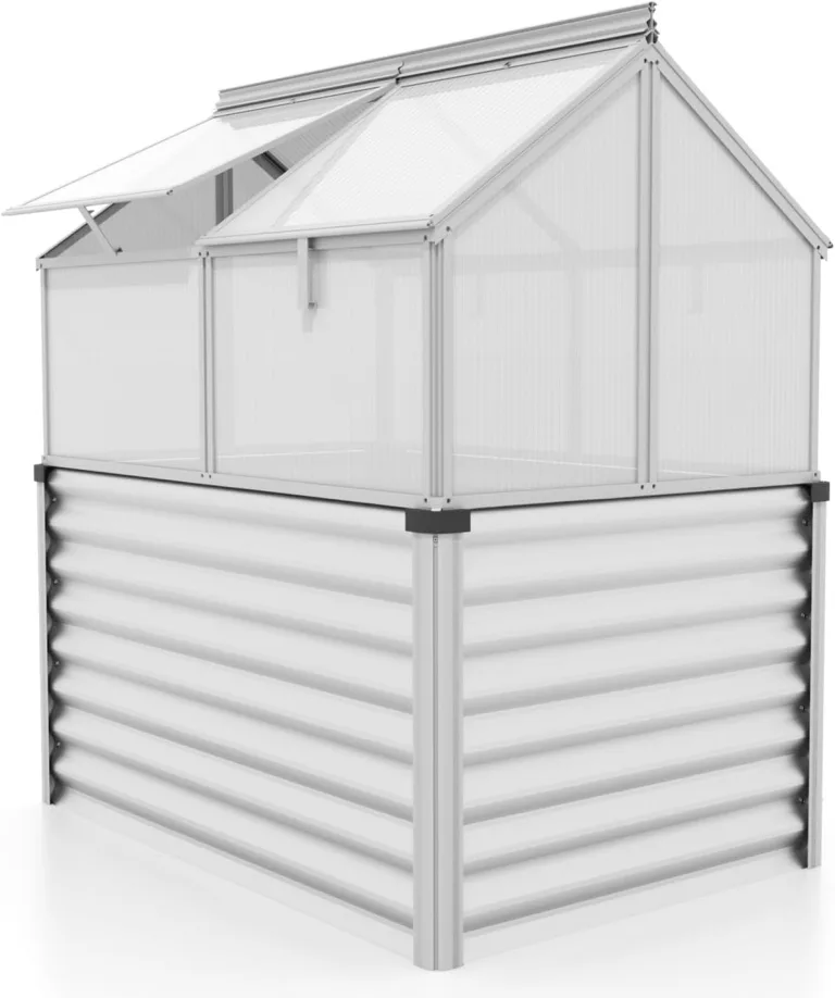 Vitavia Hochfrühbeet “Paris“ | Hochbeet & Frühbeet in Einem | Aluminium Eloxiert | 4 mm Hohlkammerplatten | Wetterfest, Verstellbare Dachfenster & Abnehmbarer Aufsatz | Optimale Wachstumsbedingungen – Bild 1