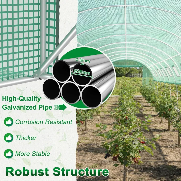 18㎡ Frostschutz Gartengewächshäuser aus Stahl Rahmen 3x6x2m HDPE Foliengewächshaus mit 12 Insektenschutzgitter Fenster & 2 Tür Begehbares Gewächshaus Garten Überwinterungszelt für Pflanzen – Bild 4